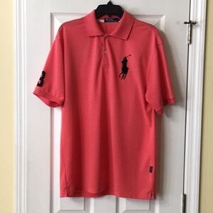 Polo Ralph Lauren Men’s Salmon colored Polo Shirt with large Black Pony Logo XL